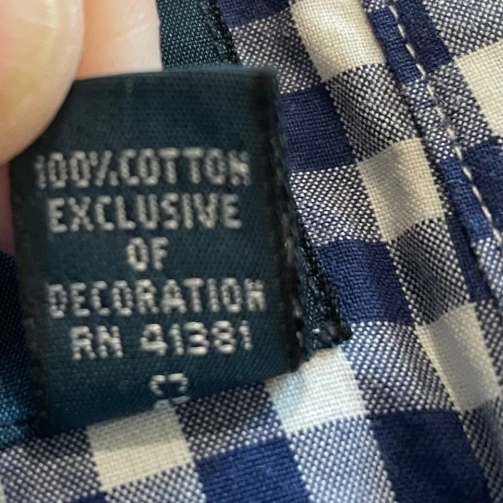 Polo Ralph Lauren Mens XL Custom Fit Gingham Shirt Navy Blue White Long Sleeve